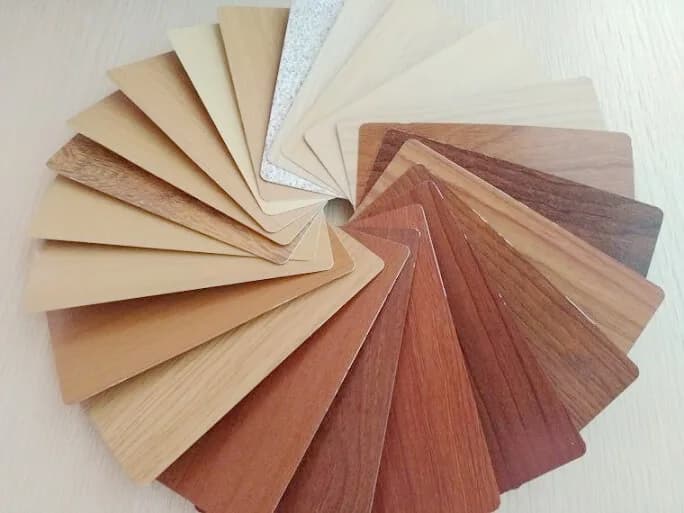 Wood-grain effect powder coating samples
